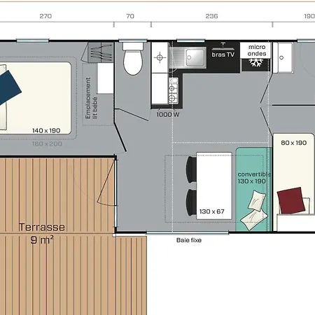 אתר קמפינג Mobil-home Avec Terrasse - 5 Personnes - Api-1-52-1426