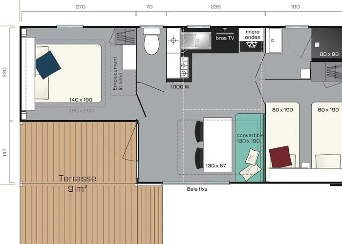 אתר קמפינג Mobil-home Avec Terrasse - 5 Personnes - Api-1-52-1426